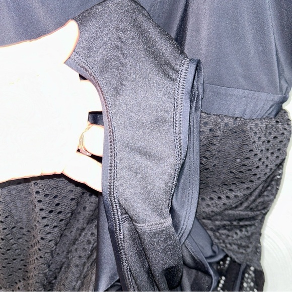 SWIM BY CACIQUE Size 28 Black Crochet NO-WIRE One-Piece Swim Dress Swimsuit - Picture 9 of 10